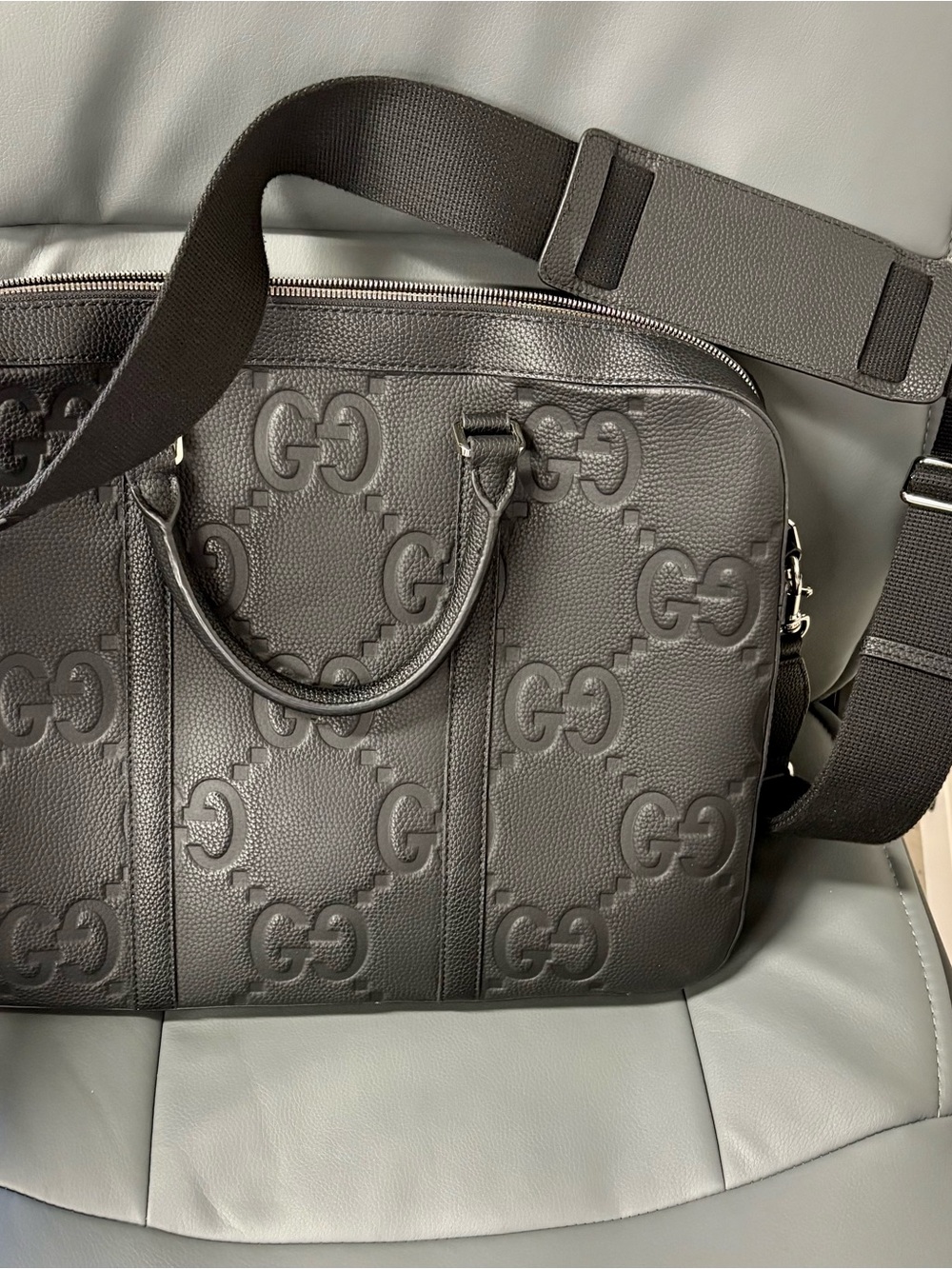 Gucci Black Embossed GG waterproof Laptop Briefcase